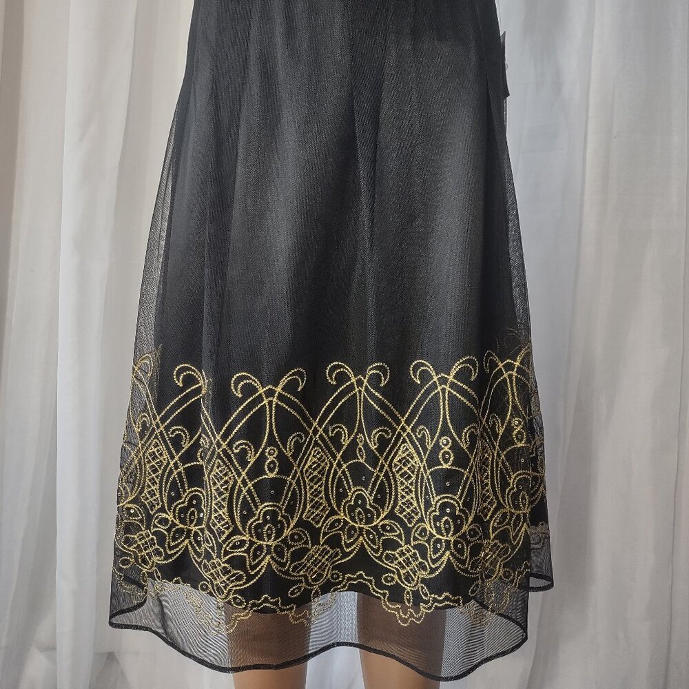 Apostrophe Black skirt with gold beading and embroidery size 10